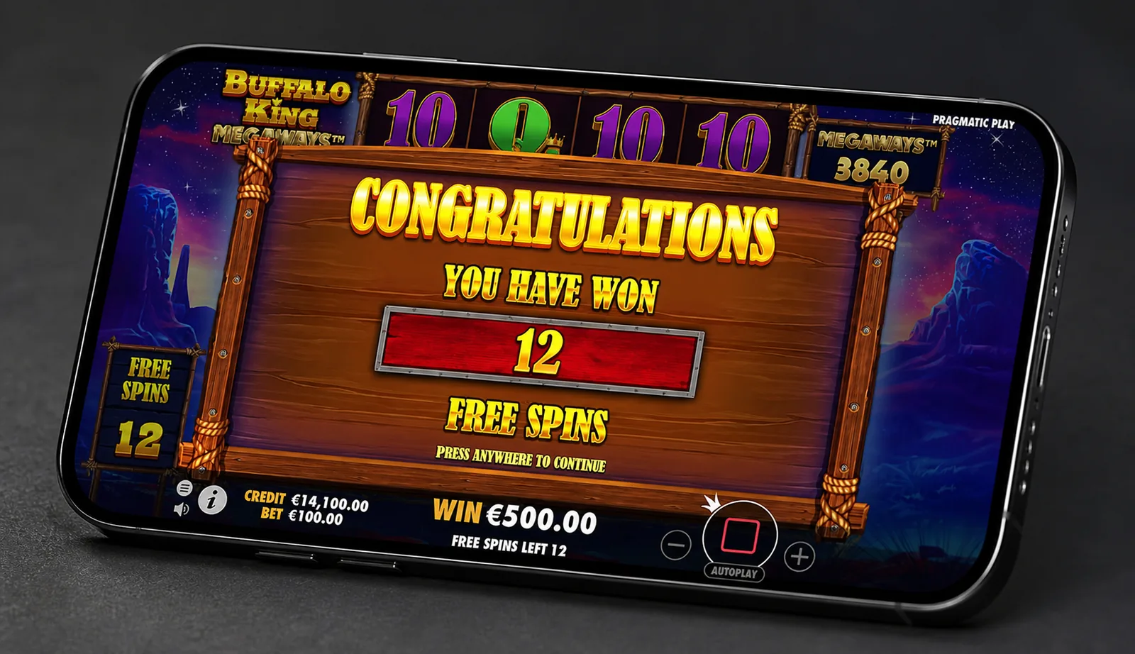 Buffalo King Megaways screenshot - reel grid mid-spin with wild symbols and win display