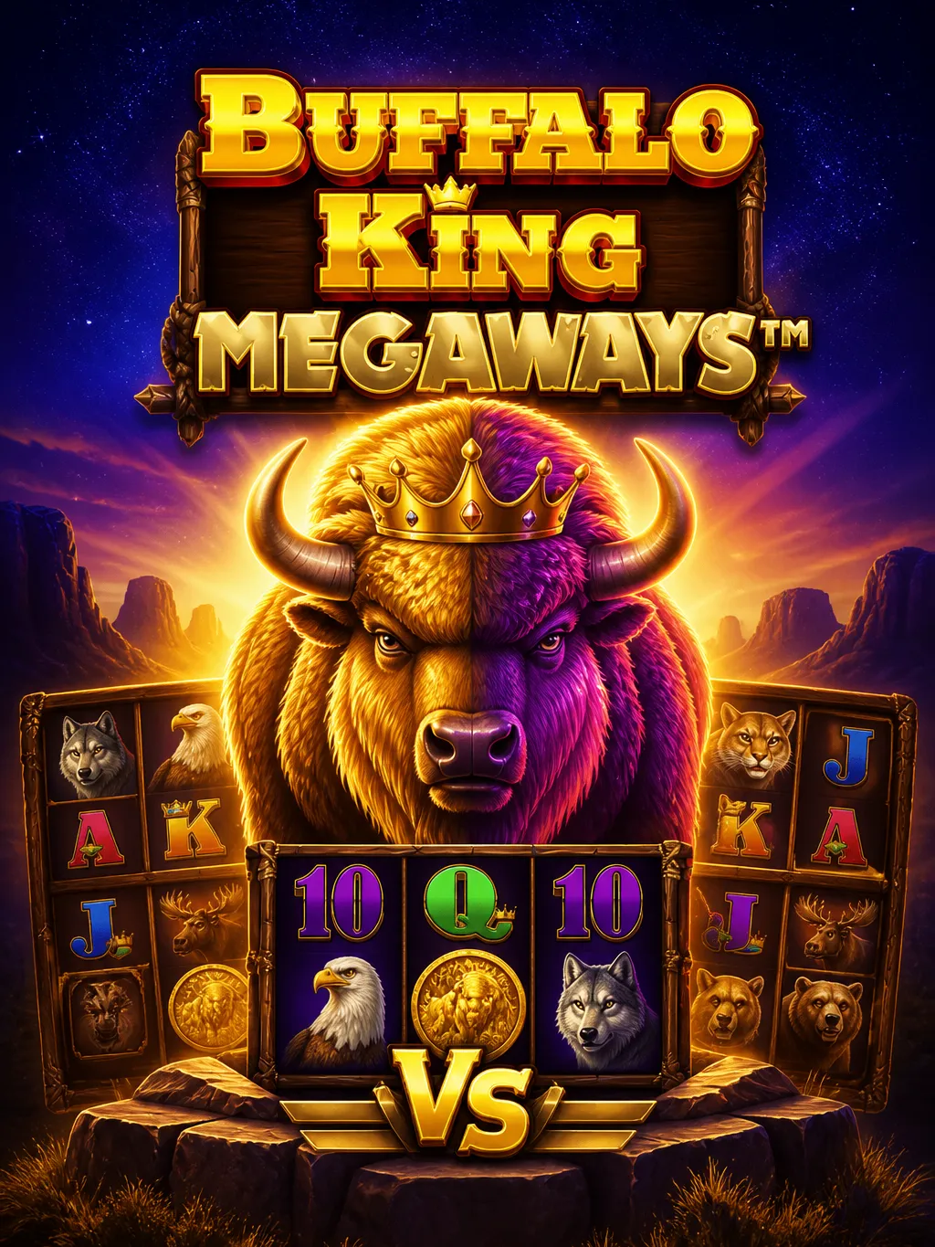 Slot Comparison - Buffalo King Megaways, Buffalo King, Great Rhino Megaways, 5 Lions Megaways, Wolf Gold and John Hunter